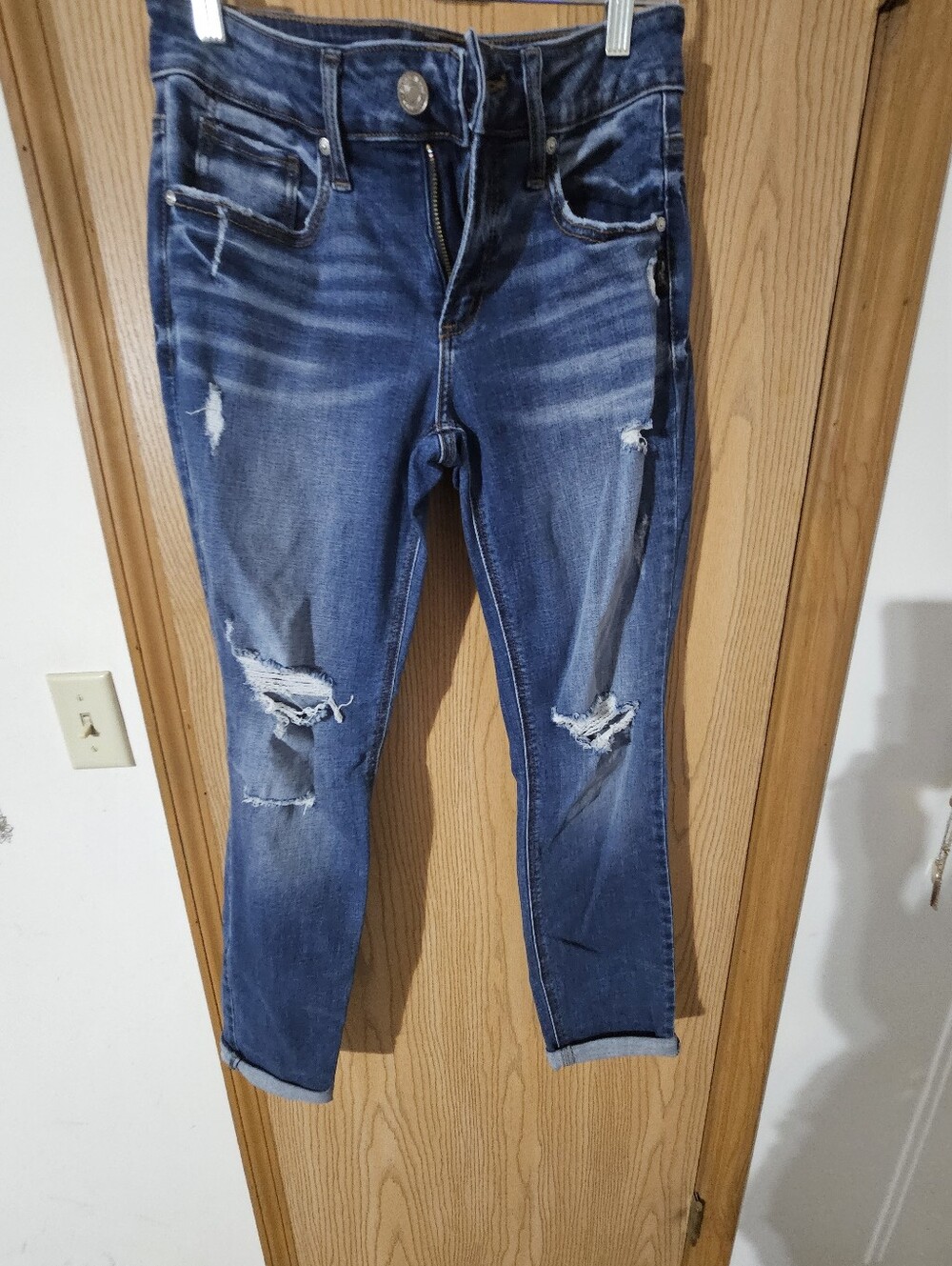 Silver Jeans Distressed Dark Blue Skinny Jeans